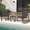 Outdoor Rocking Chair Set Black Metal Frame Breathable Fabric Coffee Table